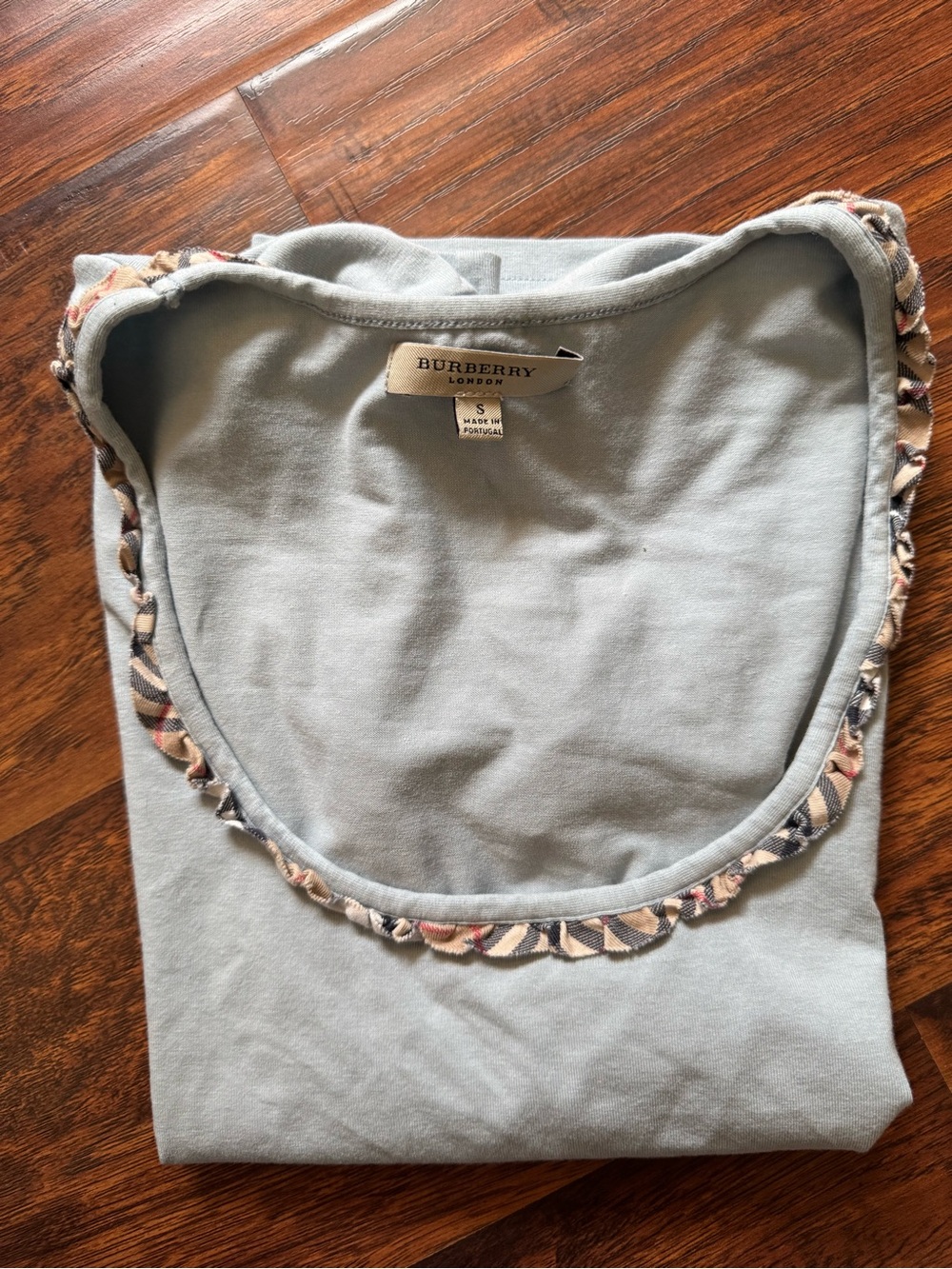 Burberry Light Blue Nova Check Cotton Tee Vintage Like New Women’s Small